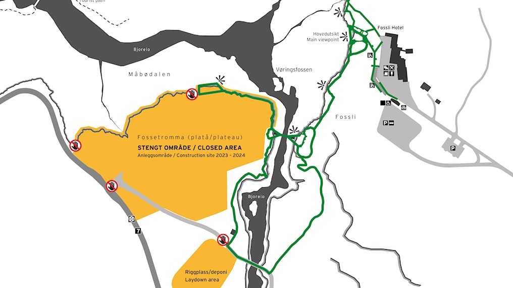 Trails marked in green are open to the public.