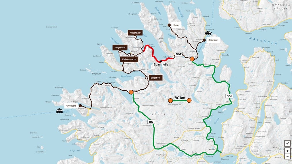 Map showing diversion route.