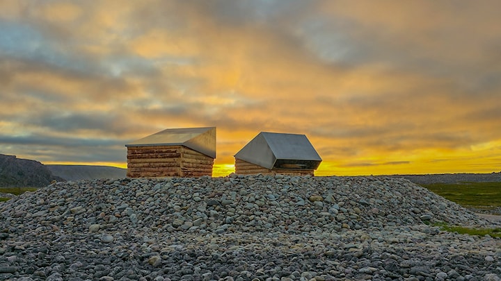 Two toilet buildings.