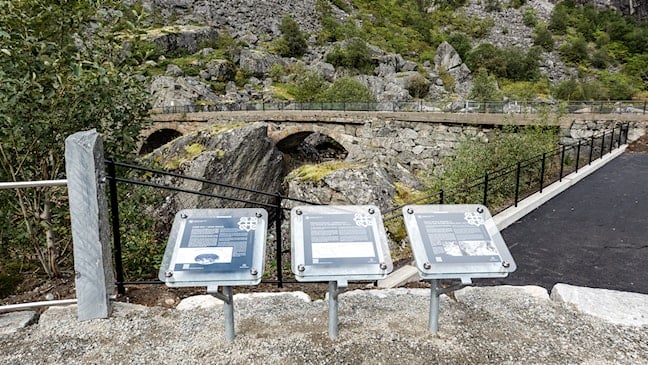Three information boards at the rest area.