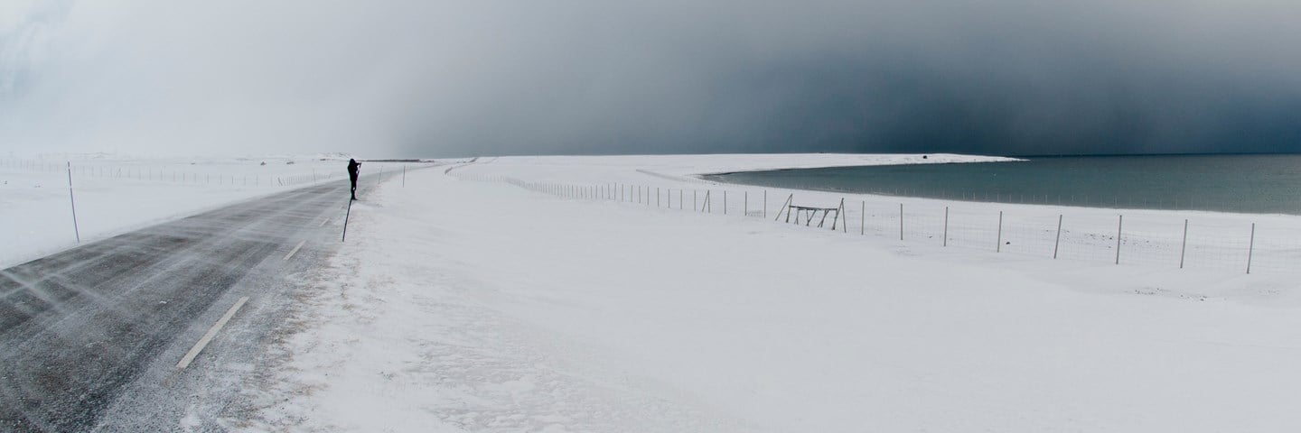 Vinter i Varanger, E 75 mellom Komagvær og Kiberg. Foto: Øyvind Antonsen