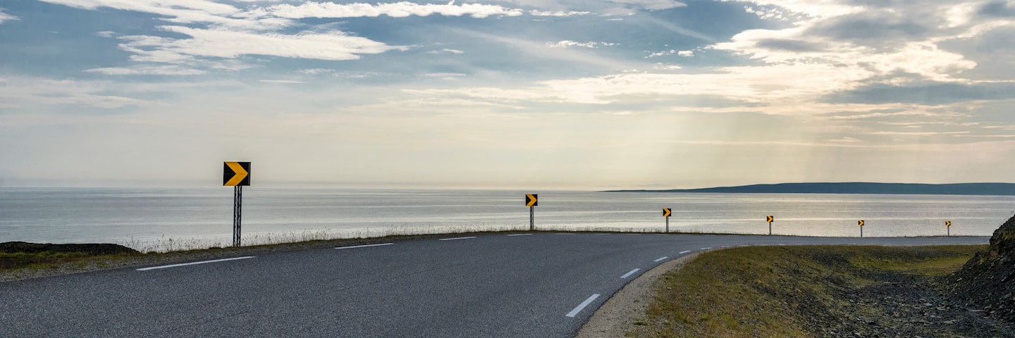 The road out to sea on the horizon