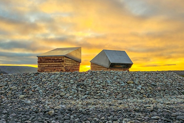Two toilet buildings.