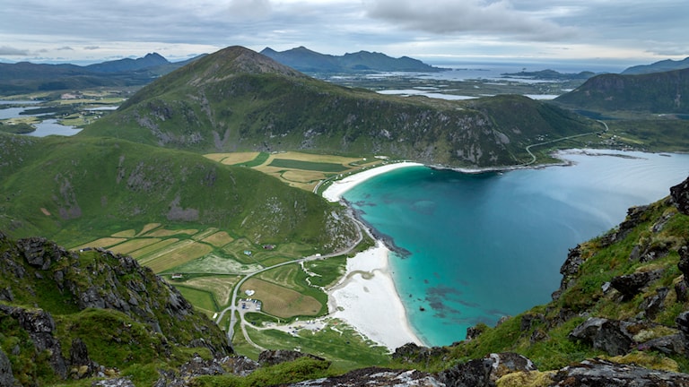 Haukelandstranda. Norwegian Scenic Route Lofoten.