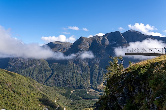 The viewing platform Utsikten, high above the valley.
