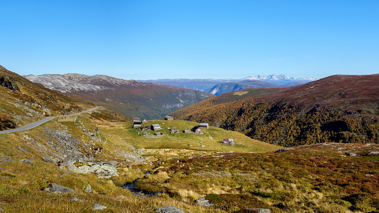 The Horndalen valley and the mountain farms at Skålane.