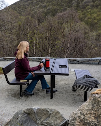 Der Rastplatz Sluppen, Norwegische Landschaftsroute Aurlandsfjellet. 