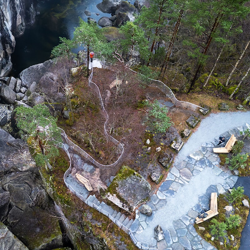 Luftfoto av Juvo rasteplass.